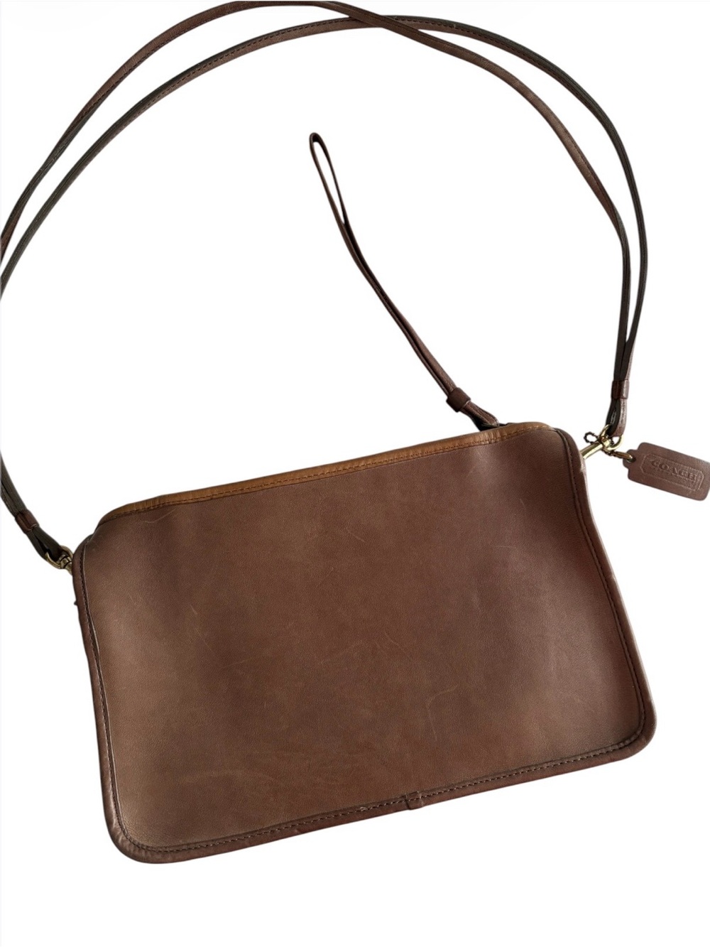 Vintage Coach Basic Bag 9455 Brown Leather NYC Talon Zipper Shoulder Clutch